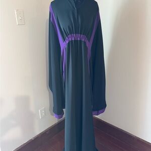 black& purple Abaya butterflies sleeve